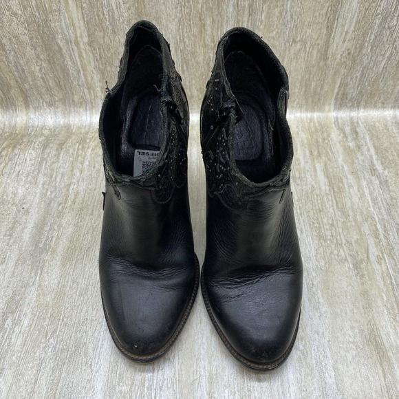Diesel Womens Guadalupy Ankle‎ Boots Womens US 6 Black Leather Booties EU 36 - Picture 8 of 11
